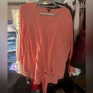 Torrid Peach V-Neck Tie-Front Blouse